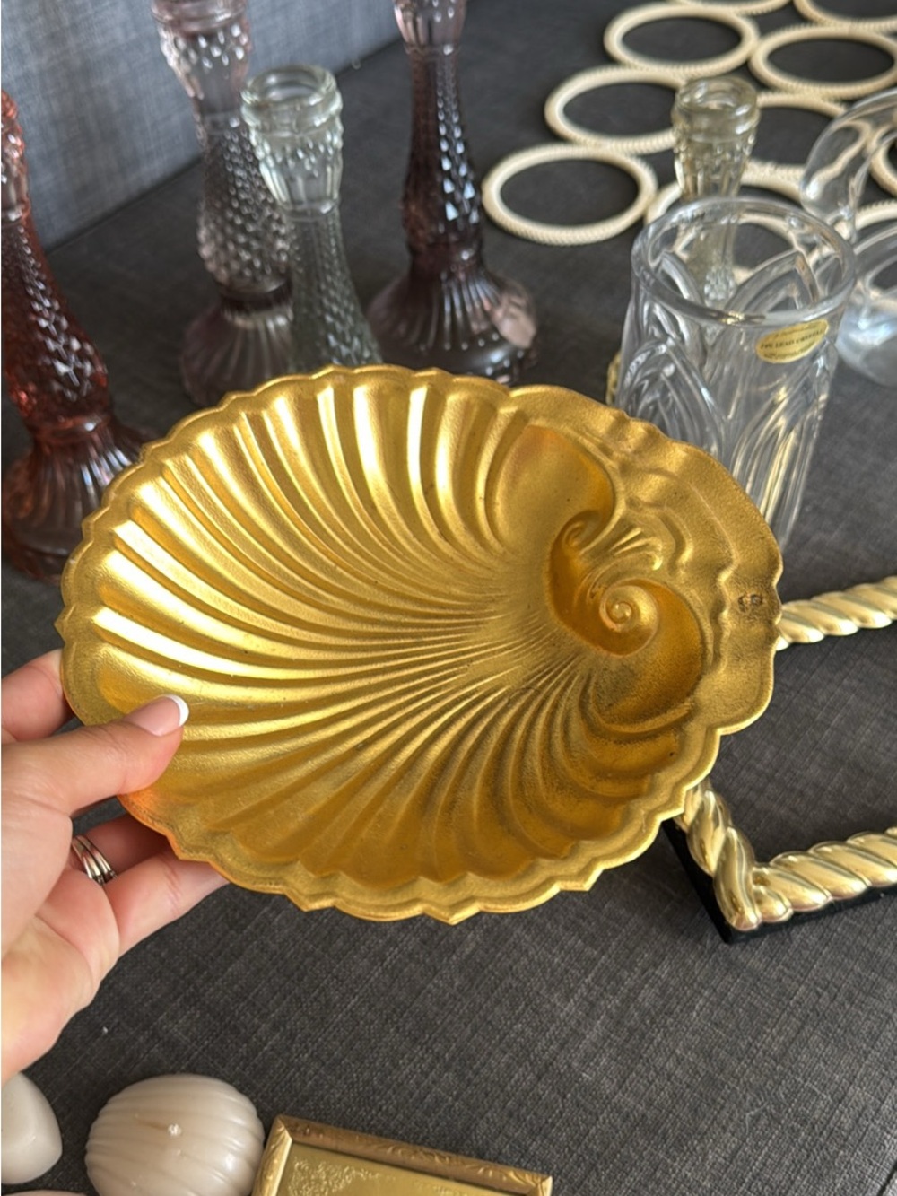 Gold Shell-Shaped Decorative Dish - Brand Not Visible
